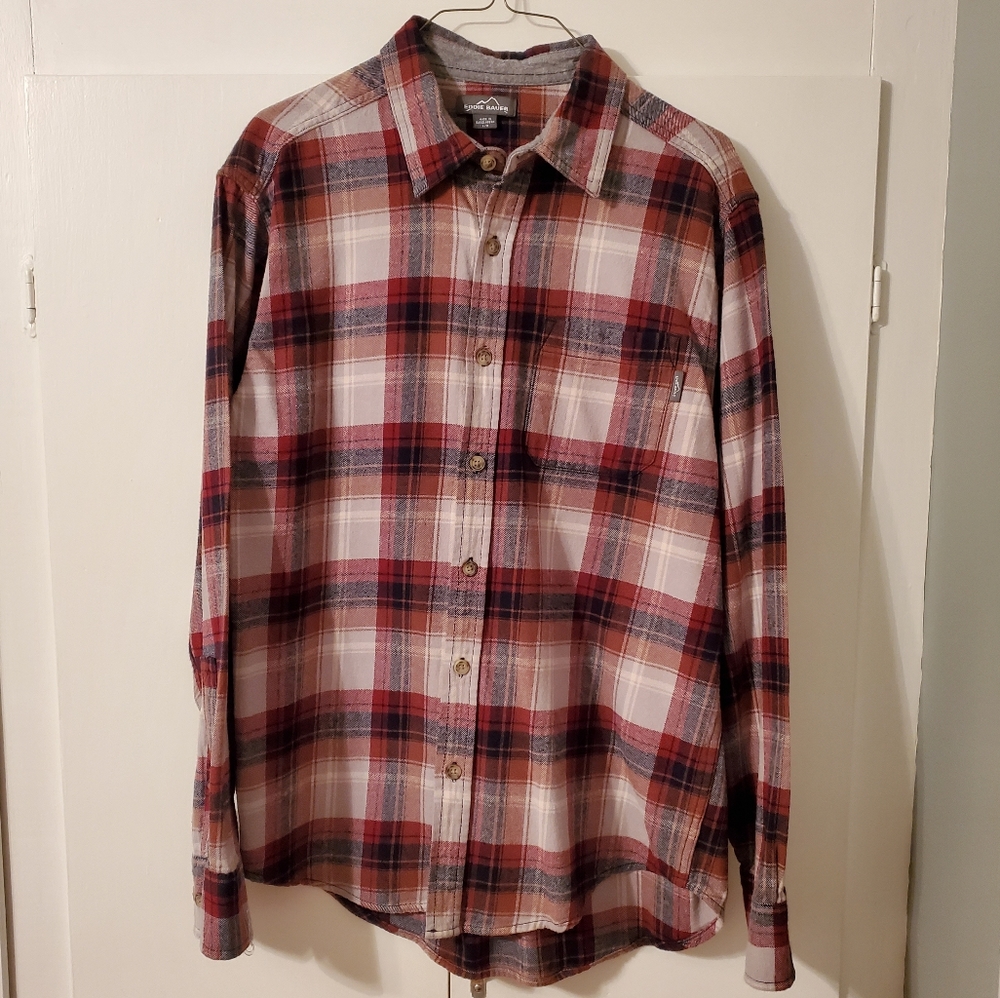 Men's Eddie Bauer Flannel Plaid Button Down W/ Front Pocket